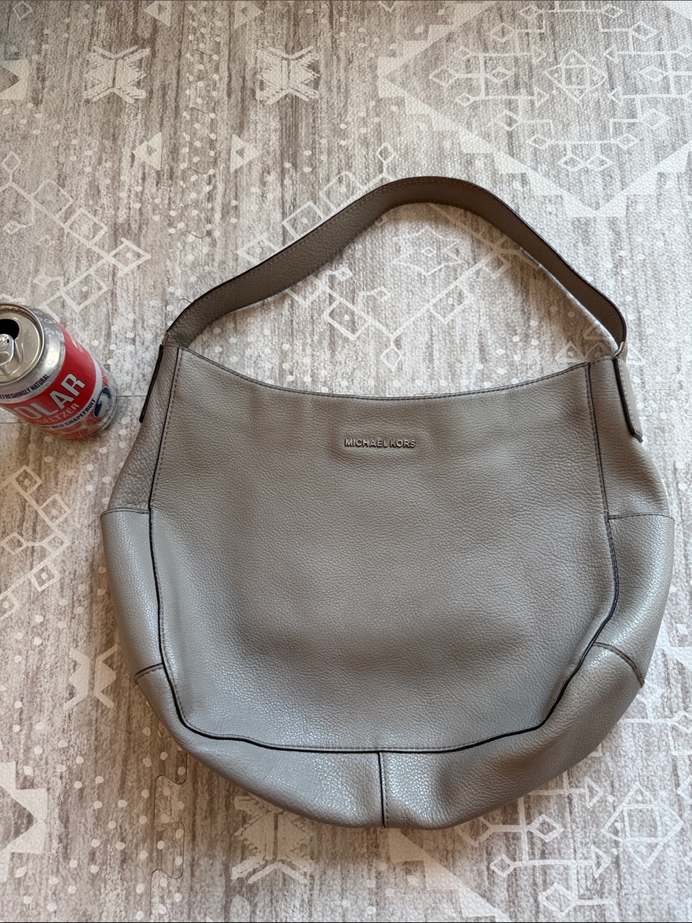 Michael Kors Grey Leather Shoulder Hobo Bag